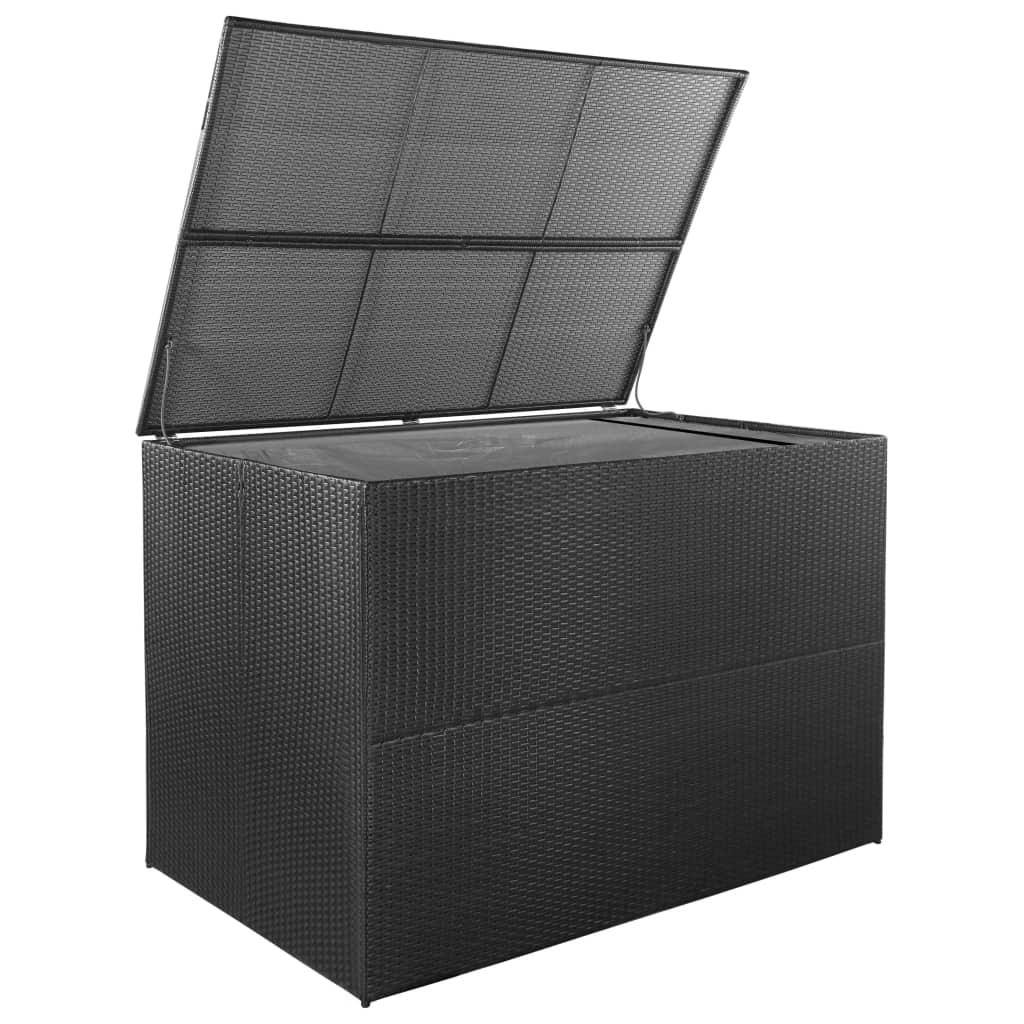 Fekete polyrattan kerti tárolóláda 150 x 100 x 100 cm Fekete polyrattan kerti tárolóláda 150 x 100 x 100 cm