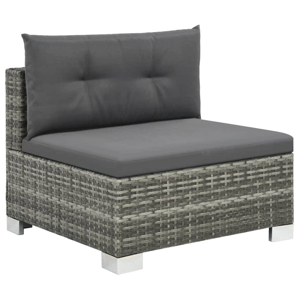 10-részes szürke polyrattan kerti bútorszett párnákkal
