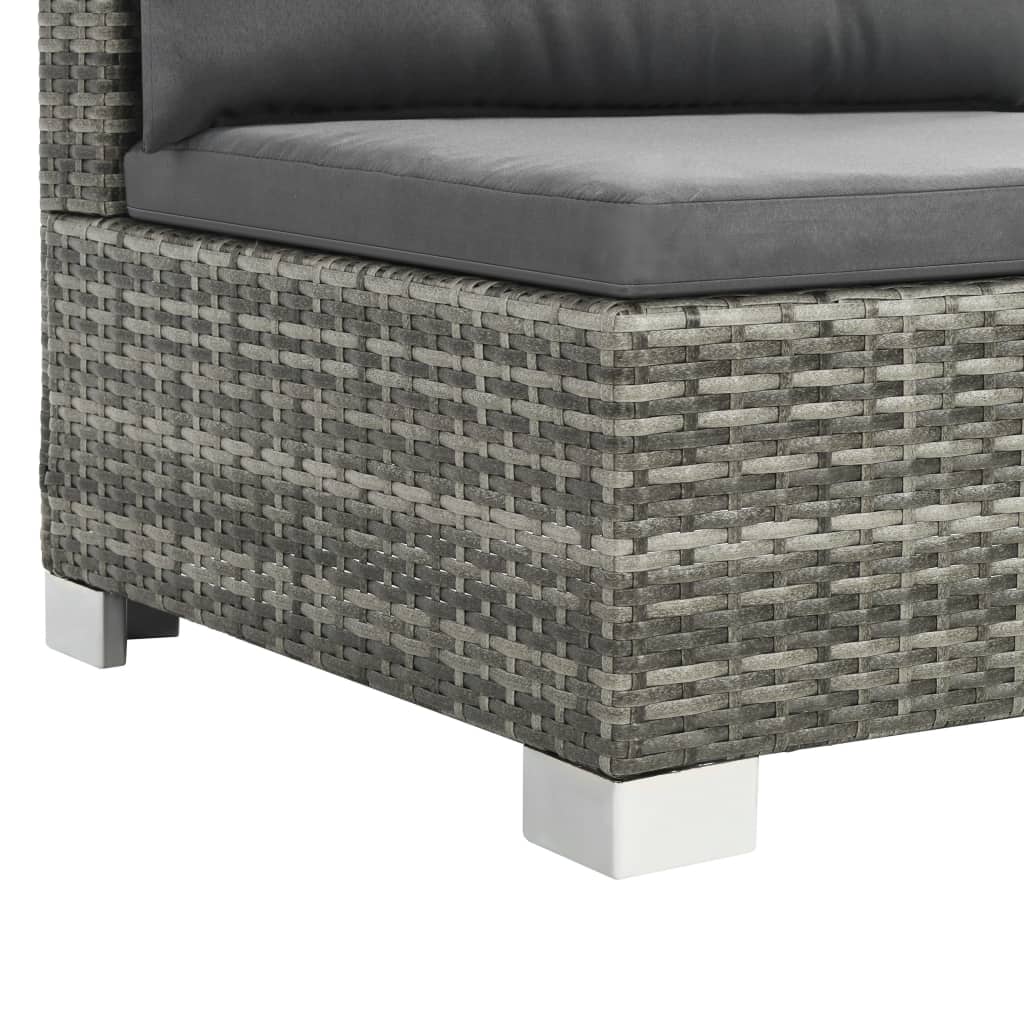10-részes szürke polyrattan kerti bútorszett párnákkal