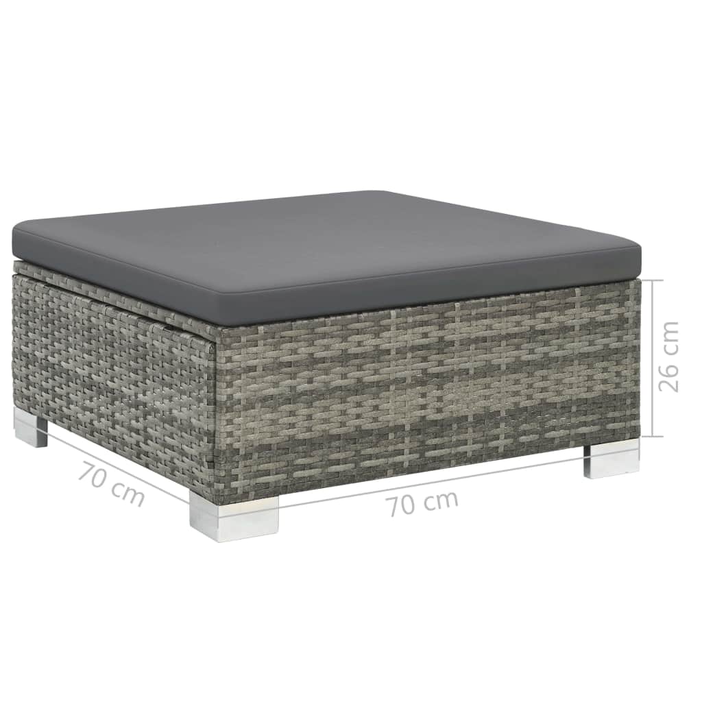 10-részes szürke polyrattan kerti bútorszett párnákkal