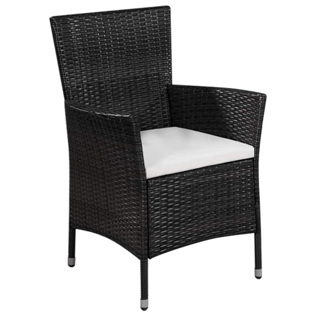 3 darabos fekete polyrattan bisztrószett