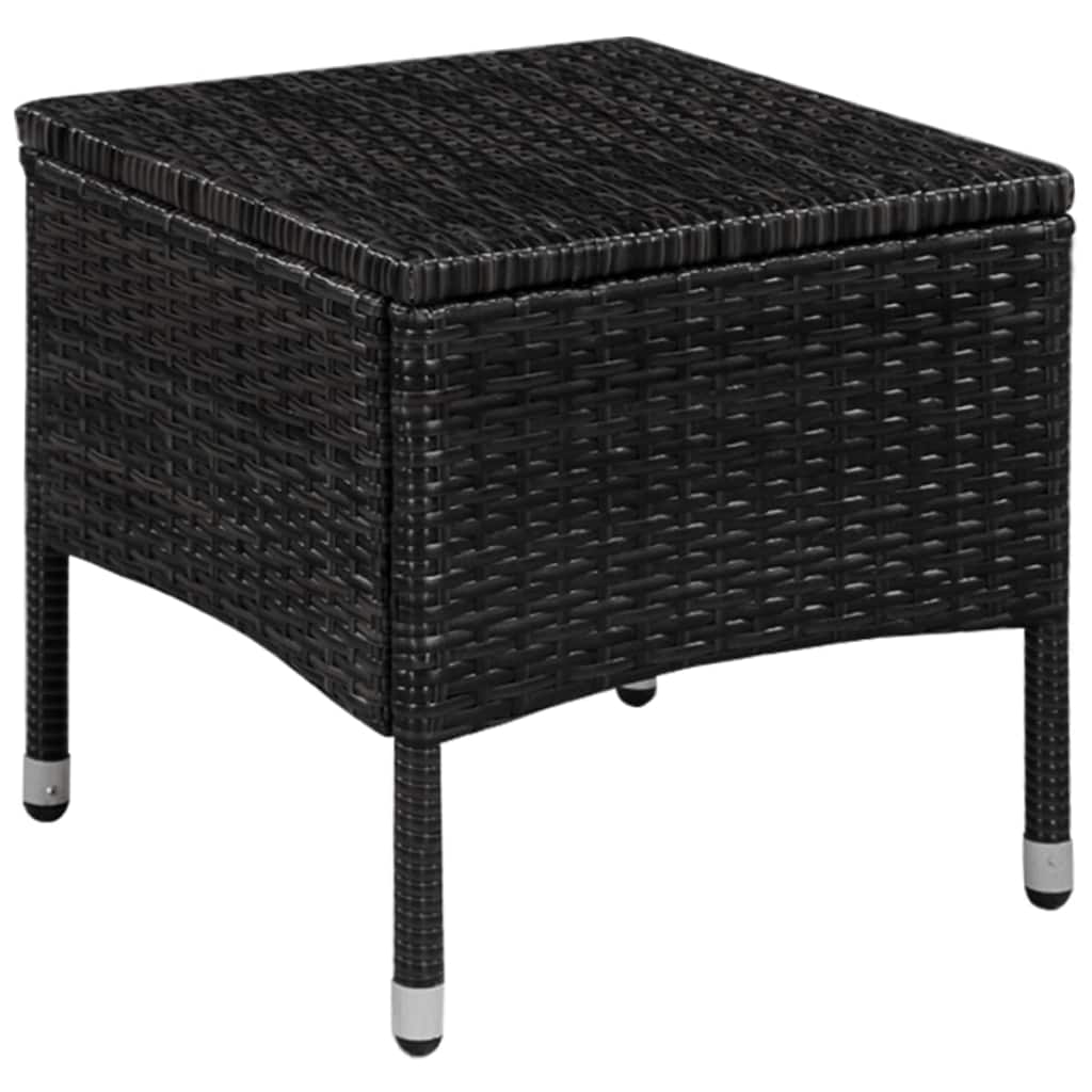3 darabos fekete polyrattan bisztrószett