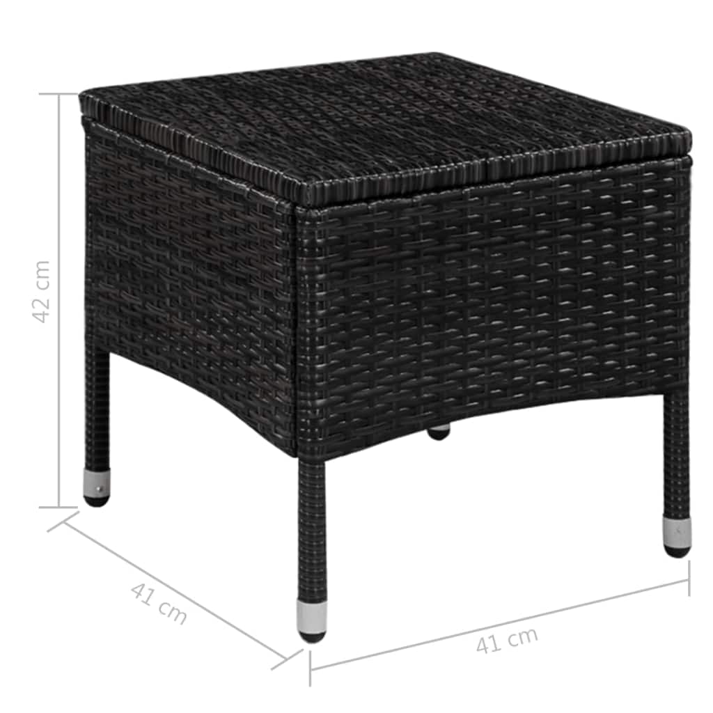 3 darabos fekete polyrattan bisztrószett
