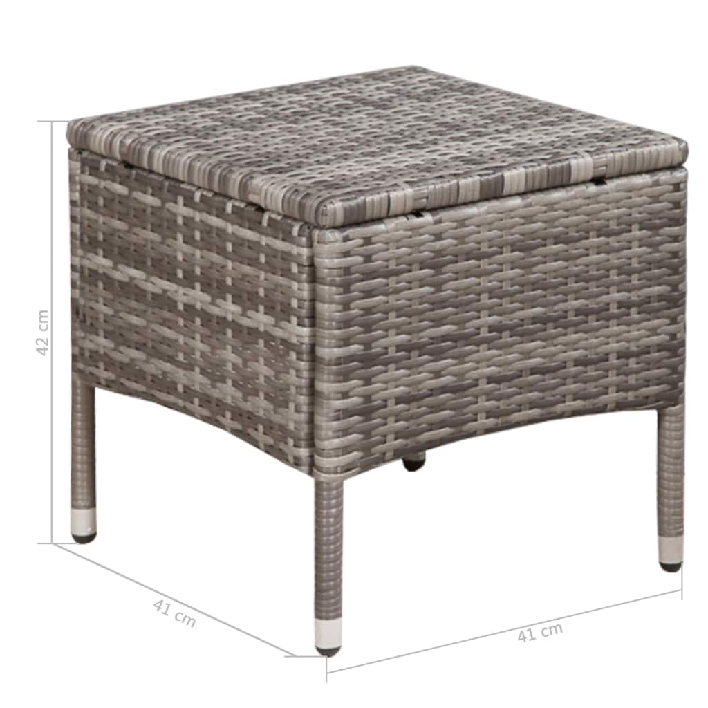 3 darabos szürke polyrattan bisztrószett