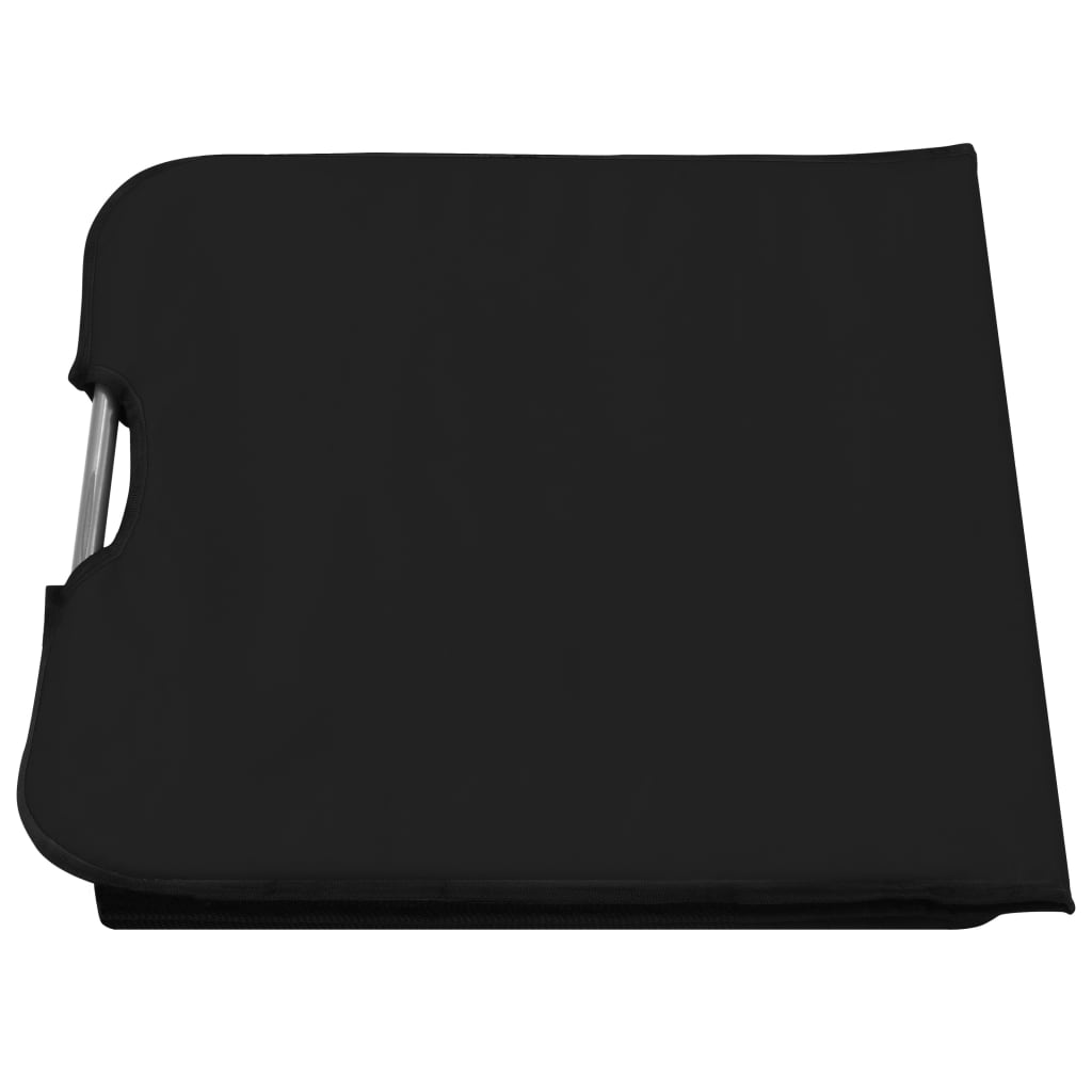 2 db fekete összecsukható acél és szövet napozómatrac