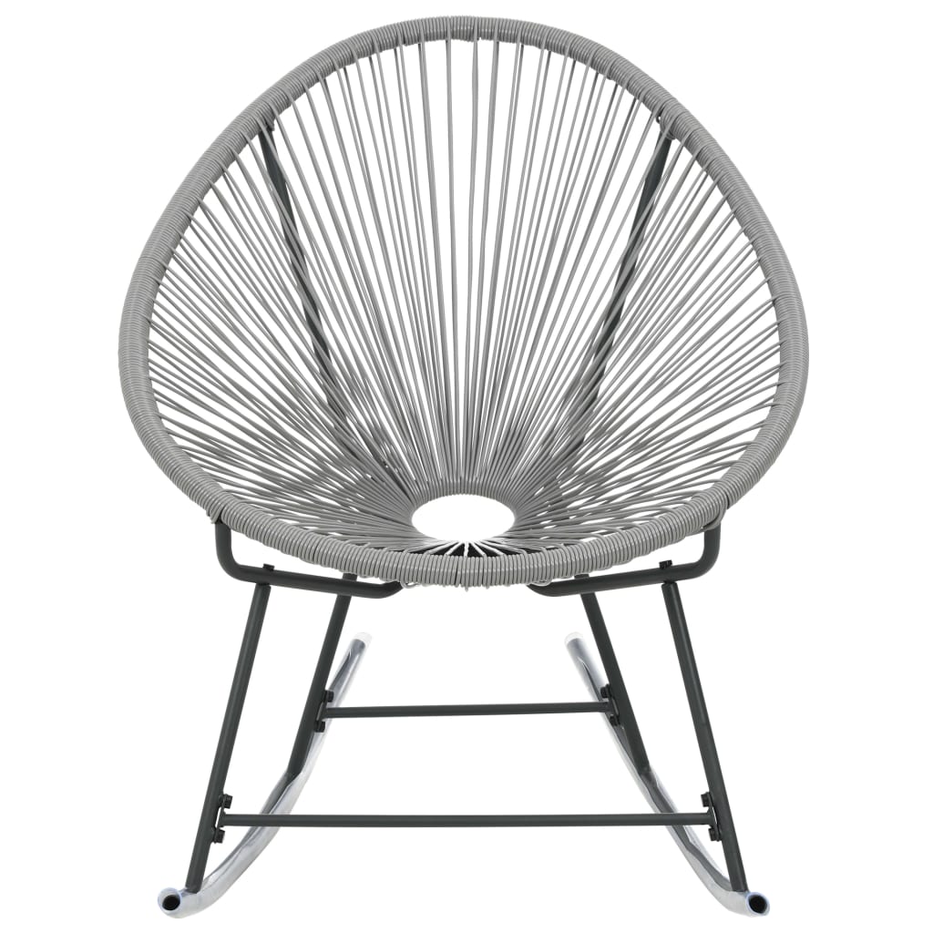 Szürke polyrattan kültéri hintatalpas kagylószék