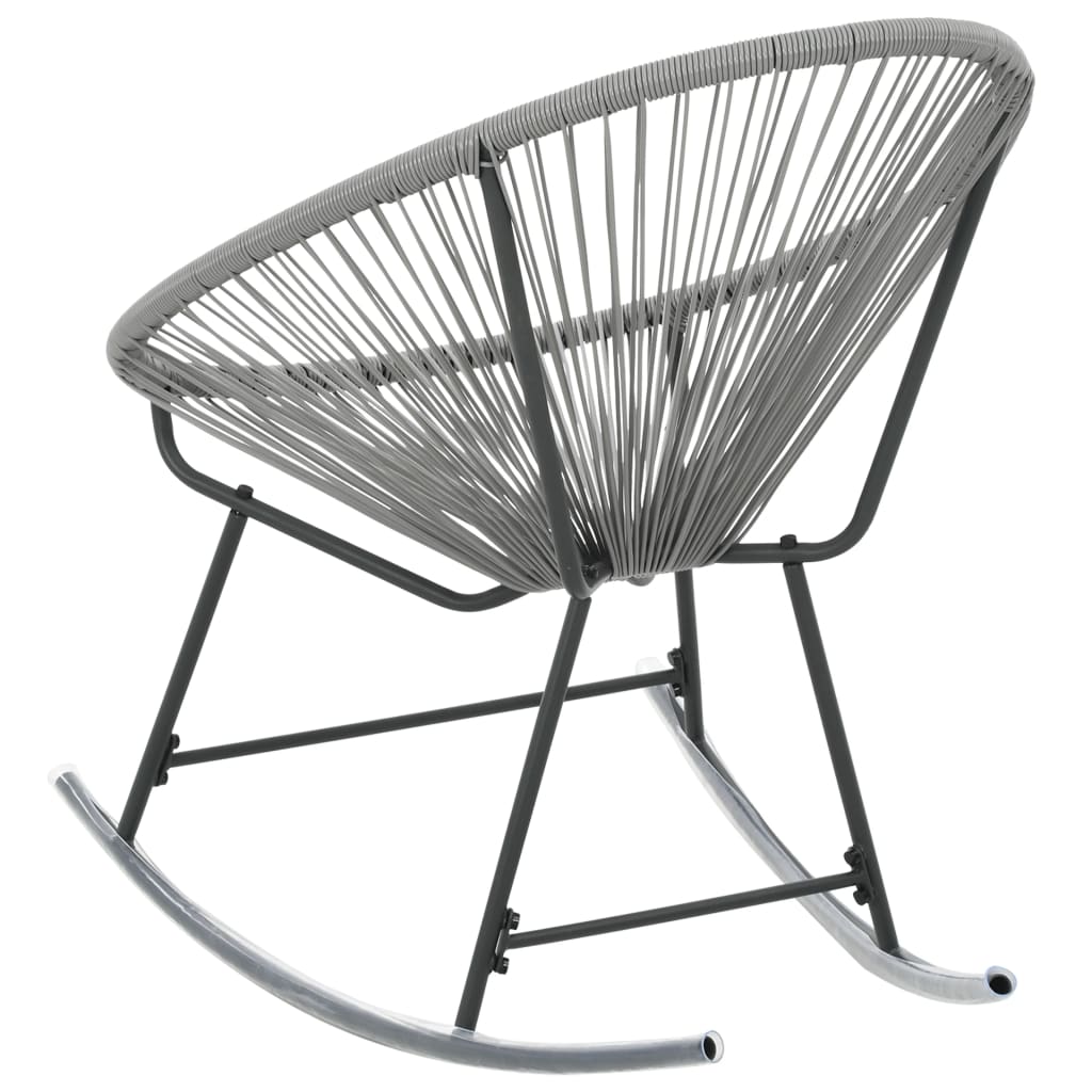 Szürke polyrattan kültéri hintatalpas kagylószék