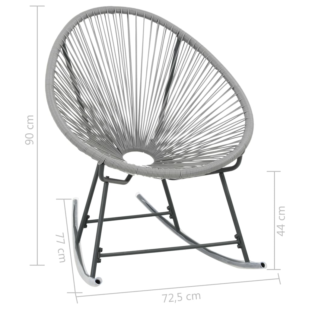 Szürke polyrattan kültéri hintatalpas kagylószék