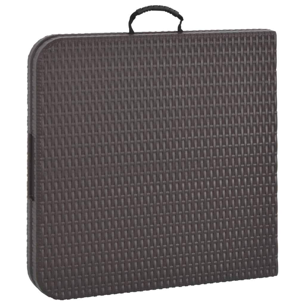 Barna rattan hatású hdpe összecsukható kerti asztal 120x60x74cm