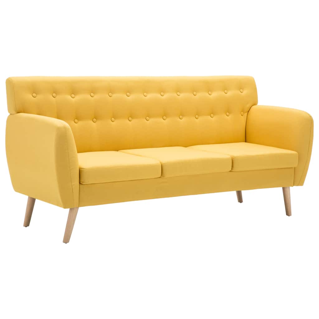3 személyes sárga kárpitos kanapé 172 x 70 x 82 cm 3 személyes sárga kárpitos kanapé 172 x 70 x 82 cm