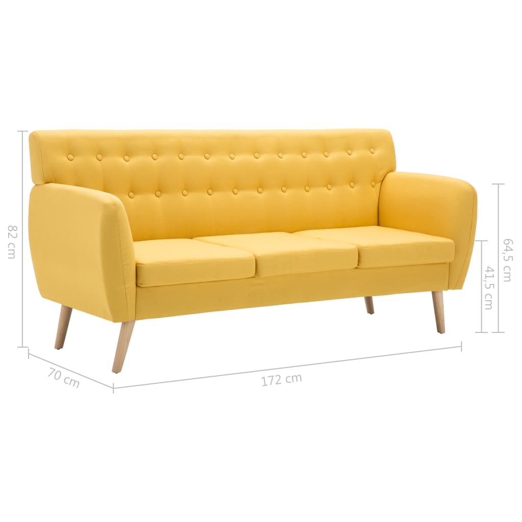 3 személyes sárga kárpitos kanapé 172 x 70 x 82 cm 3 személyes sárga kárpitos kanapé 172 x 70 x 82 cm