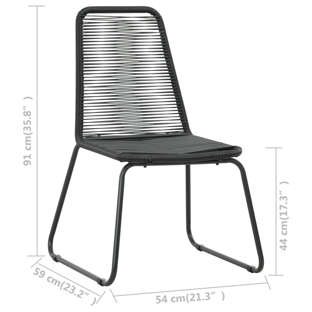 2 db fekete polyrattan kültéri szék