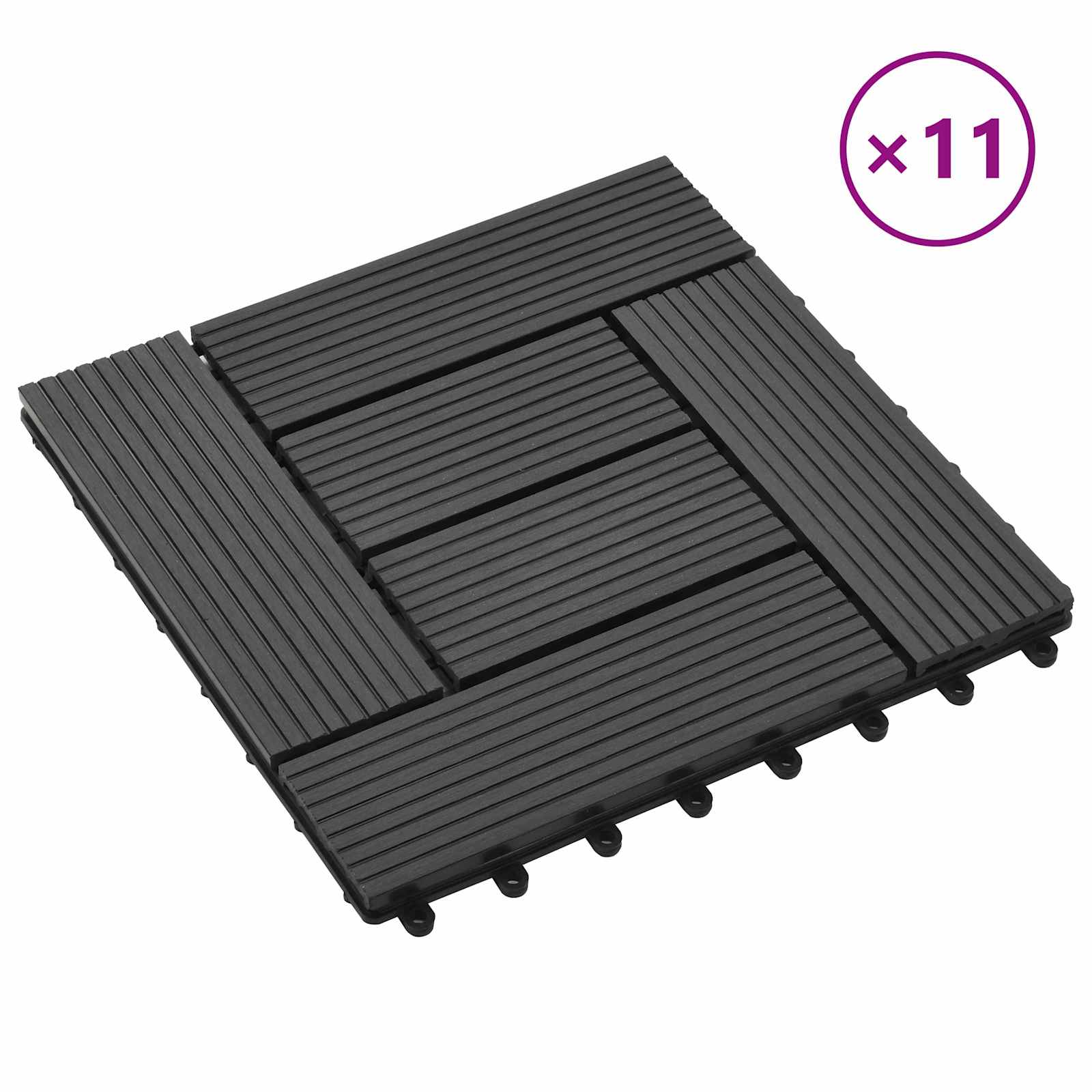 Faszegély járólap 11 pcs fekete 30 x 30 cm wpc