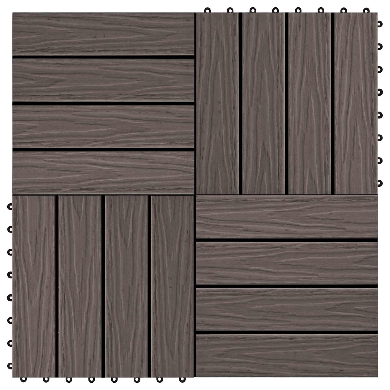 Faszegély járólap 3d design 11 pcs sötét barna 30 x 30 cm wpc