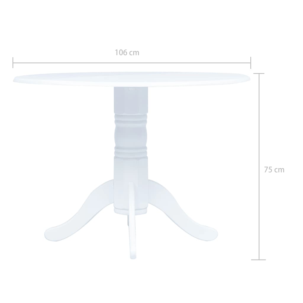 Fehér tömör gumifa étkezőasztal 106 cm Fehér tömör gumifa étkezőasztal 106 cm