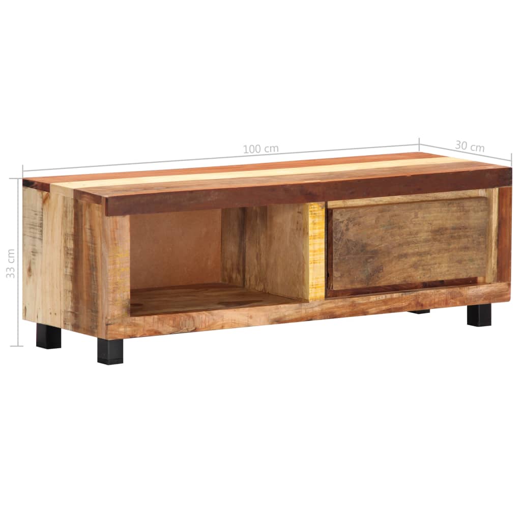 Tömör újrahasznosított fa tv-szekrény 100 x 30 x 33 cm
