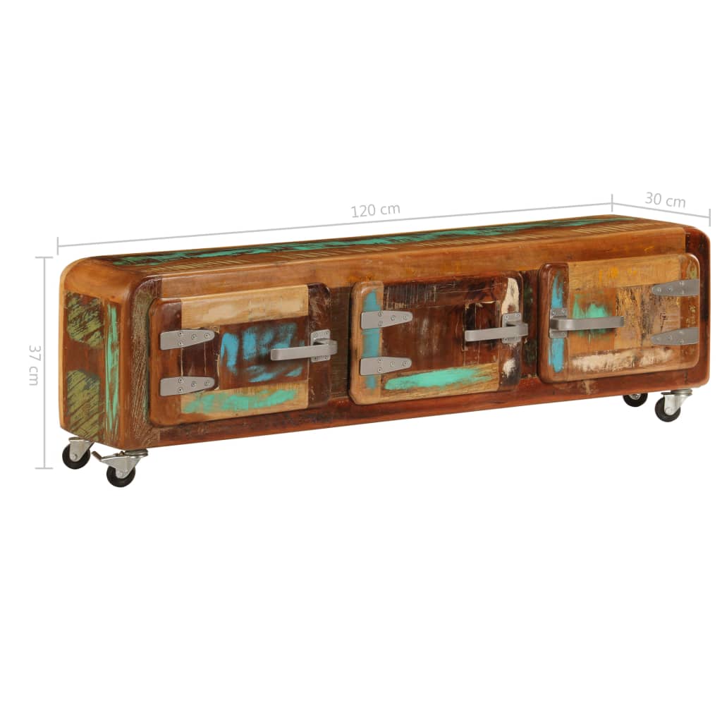 Tömör újrahasznosított fa tv-szekrény 120 x 30 x 37 cm Tömör újrahasznosított fa tv-szekrény 120 x 30 x 37 cm