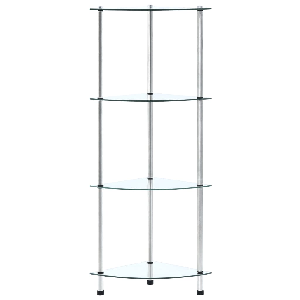 4 szintes átlátszó edzett üveg polc 30 x 30 x 100 cm