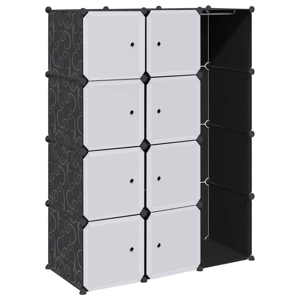 Fekete/fehér szekrény 9 tárolórekesszel 109x36,5x143 cm