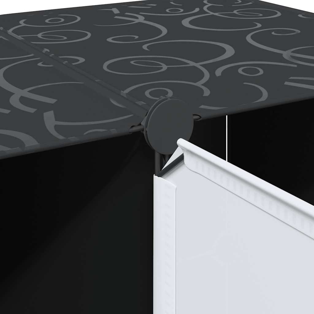 Fekete/fehér szekrény 9 tárolórekesszel 109x36,5x143 cm