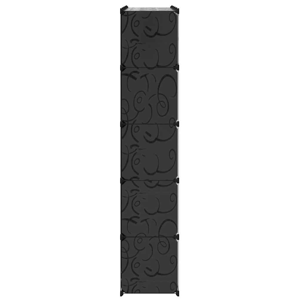 Fekete/fehér moduláris szekrény 14 rekesszel 37x146x180,5 cm