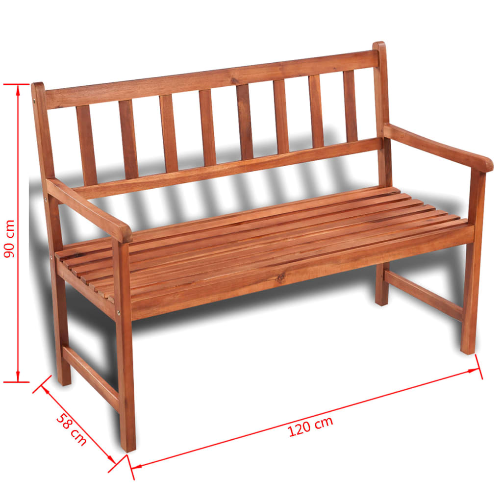 Tömör akácfa kerti pad 120 cm