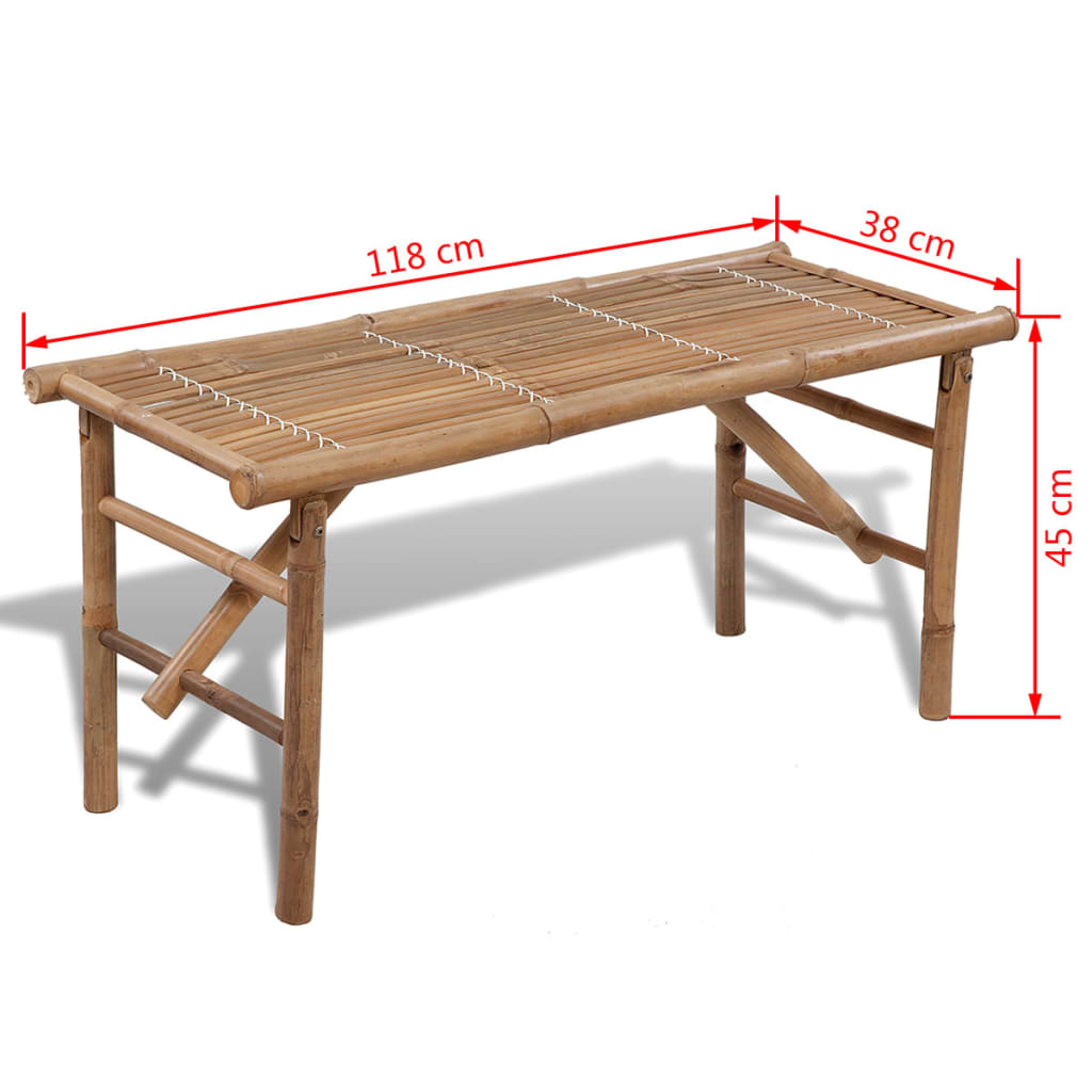 Összecsukható bambusz kerti pad 118 cm