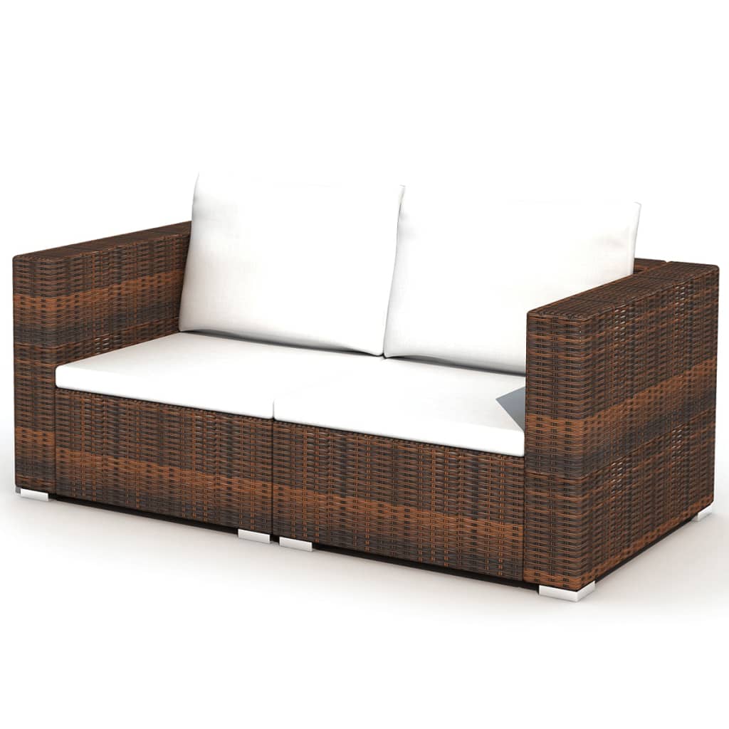 10-részes barna polyrattan kerti bútorszett párnákkal 10-részes barna polyrattan kerti bútorszett párnákkal