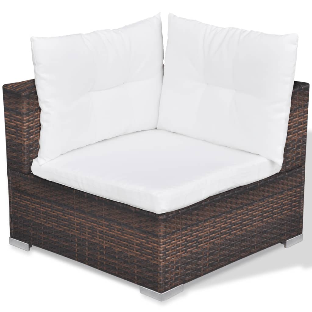 10-részes barna polyrattan kerti bútorszett párnákkal 10-részes barna polyrattan kerti bútorszett párnákkal