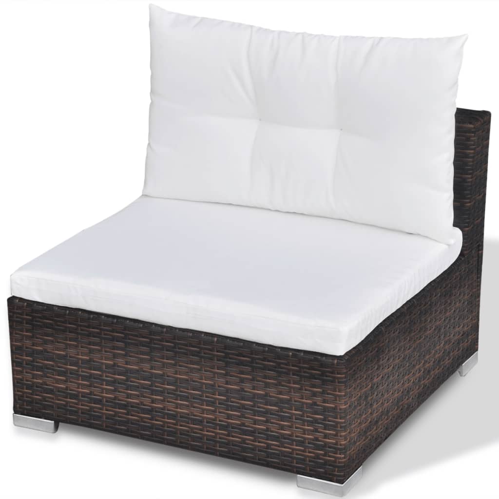 10-részes barna polyrattan kerti bútorszett párnákkal 10-részes barna polyrattan kerti bútorszett párnákkal