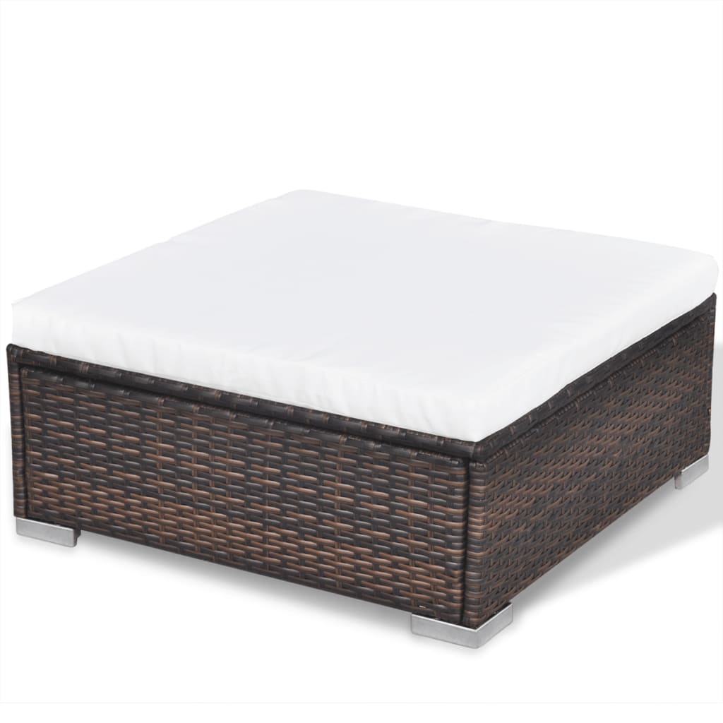 10-részes barna polyrattan kerti bútorszett párnákkal 10-részes barna polyrattan kerti bútorszett párnákkal