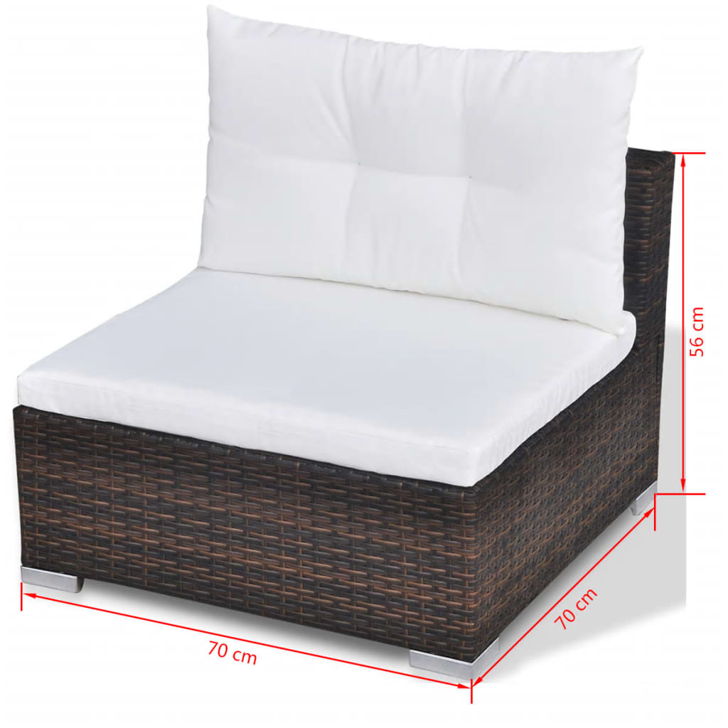 10-részes barna polyrattan kerti bútorszett párnákkal 10-részes barna polyrattan kerti bútorszett párnákkal