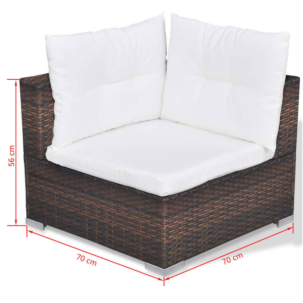 10-részes barna polyrattan kerti bútorszett párnákkal 10-részes barna polyrattan kerti bútorszett párnákkal