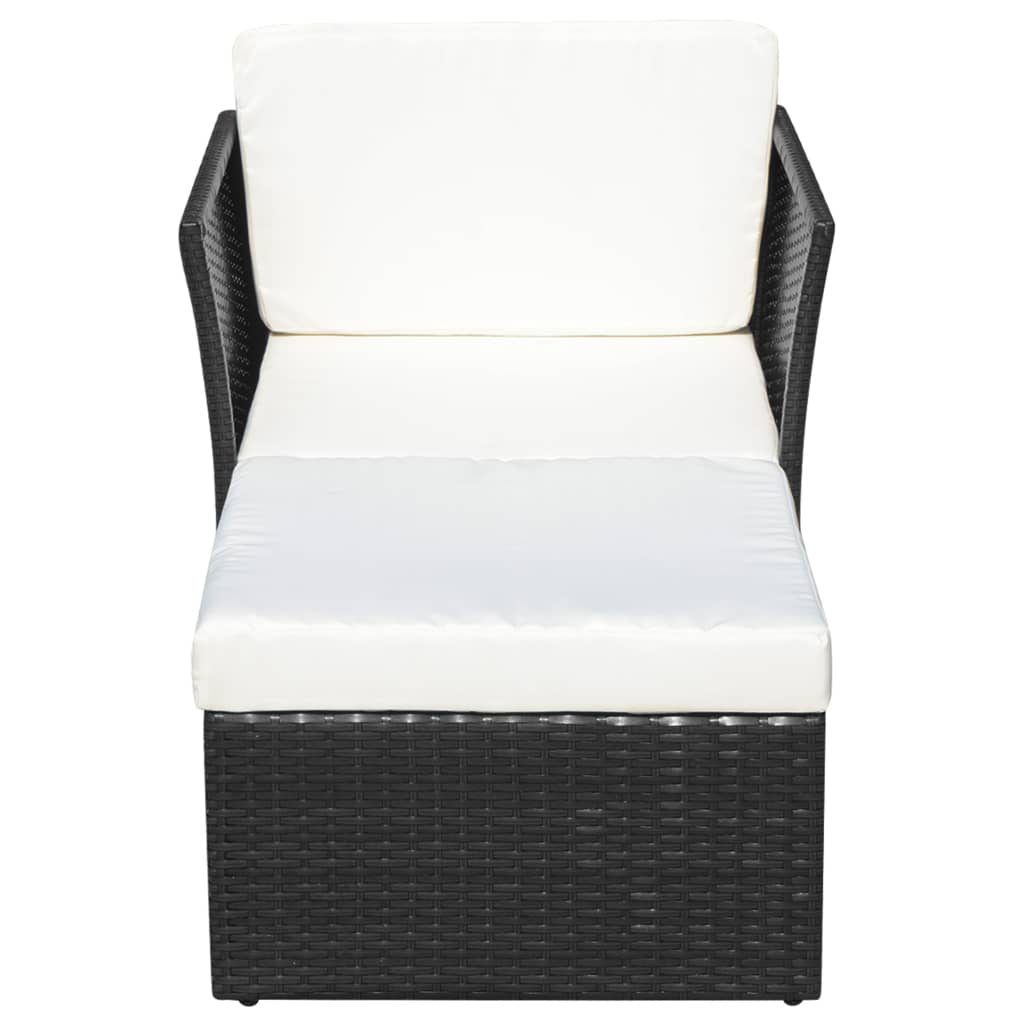 Fekete kerti polyrattan szék zsámollyal
