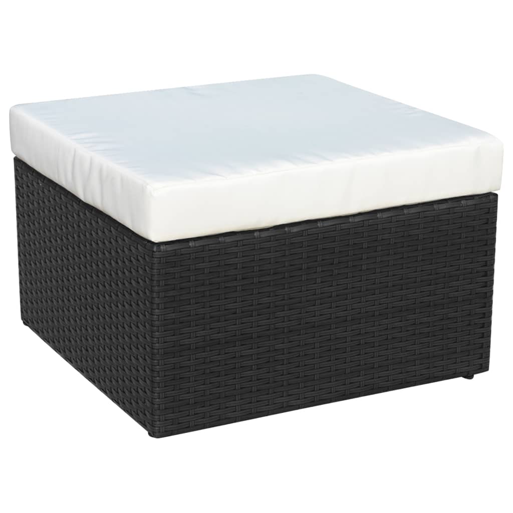 Fekete kerti polyrattan szék zsámollyal