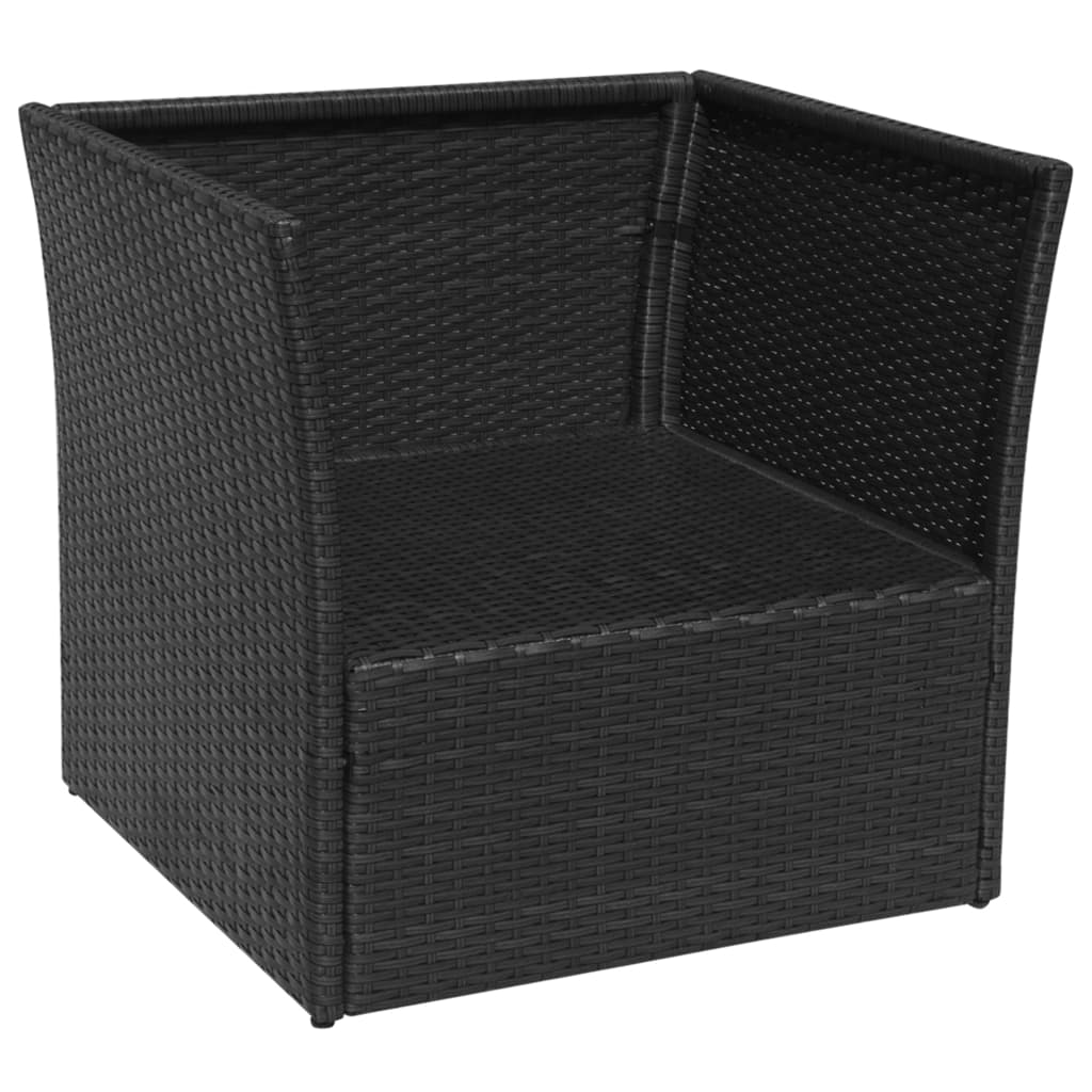 Fekete kerti polyrattan szék zsámollyal