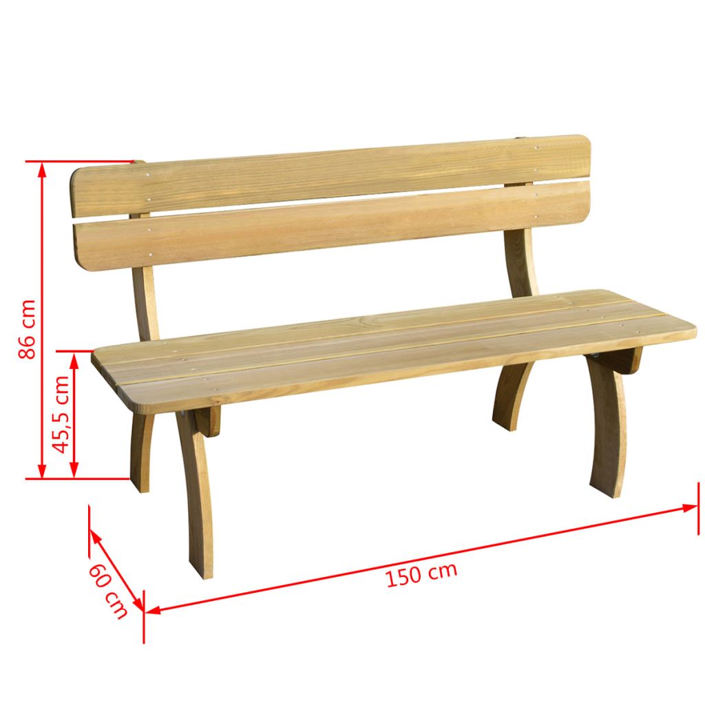 Impregnált fenyőfa kerti pad 150 cm