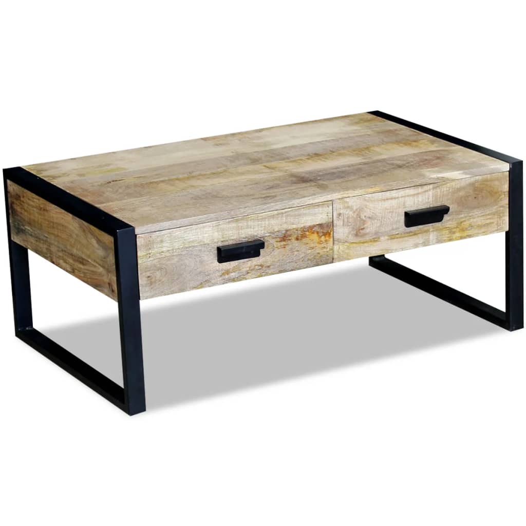 100x60x40 cm tömör mangófa dohányzóasztal 2 fiókkal