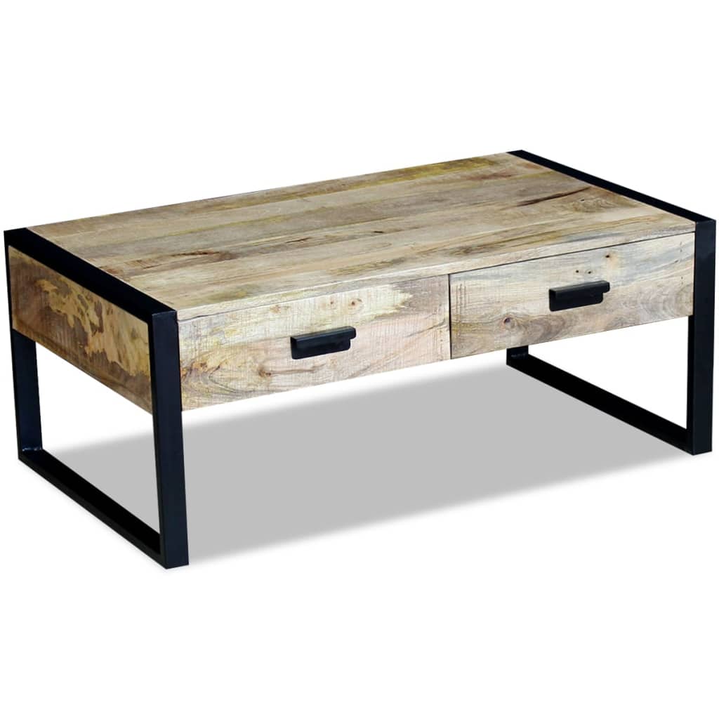 100x60x40 cm tömör mangófa dohányzóasztal 2 fiókkal