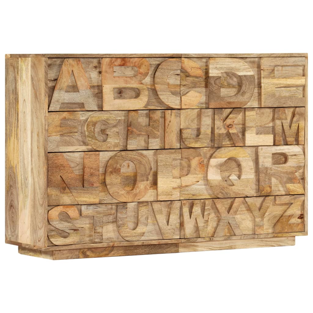 Tömör mangófa abc-s szekrény 6 fiókkal 120 x 35 x 79 cm
