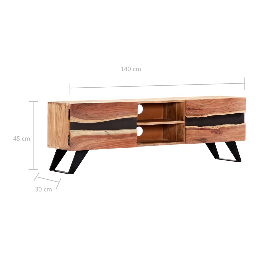 Tömör akácfa tv-szekrény 140 x 30 x 45 cm Tömör akácfa tv-szekrény 140 x 30 x 45 cm