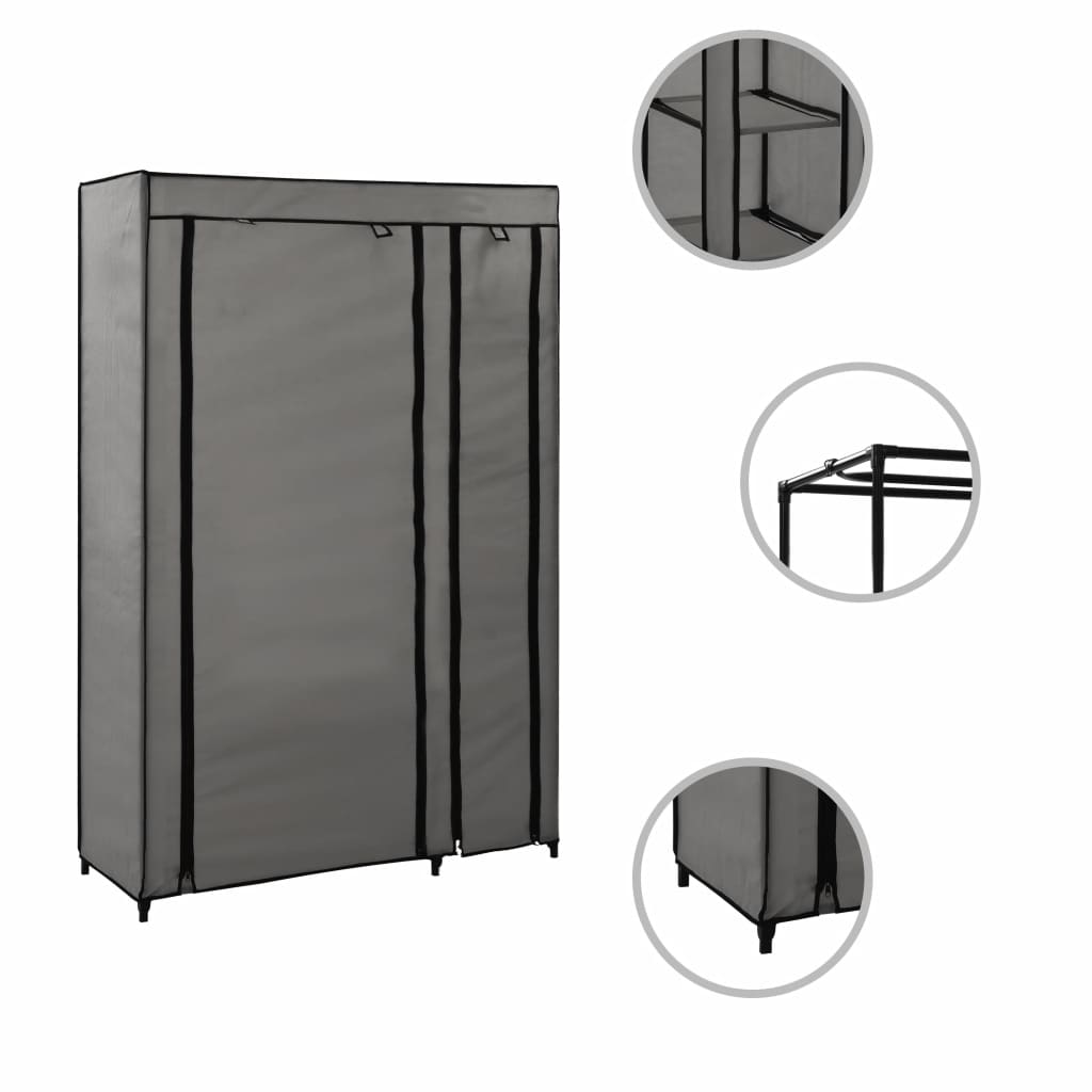 2 db szürke összecsukható szövet ruhásszekrény 110x45x175 cm