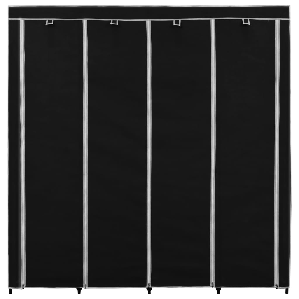 Fekete ruhásszekrény 4 tárolórekesszel 175 x 45 x 170 cm Fekete ruhásszekrény 4 tárolórekesszel 175 x 45 x 170 cm