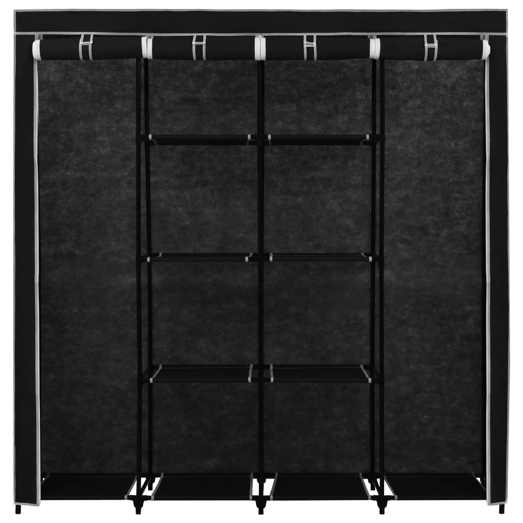 Fekete ruhásszekrény 4 tárolórekesszel 175 x 45 x 170 cm Fekete ruhásszekrény 4 tárolórekesszel 175 x 45 x 170 cm