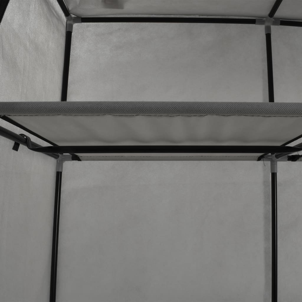 Szürke szövet ruhásszekrény tárolórekeszekkel 150x45x175 cm
