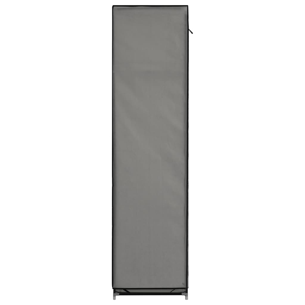 Szürke szövet ruhásszekrény tárolórekeszekkel 150x45x175 cm