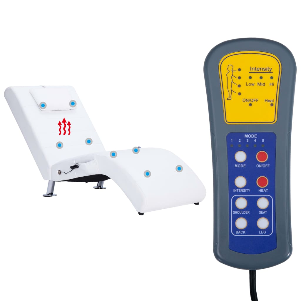 Fehér masszázsfunkciós műbőr dívány párnával