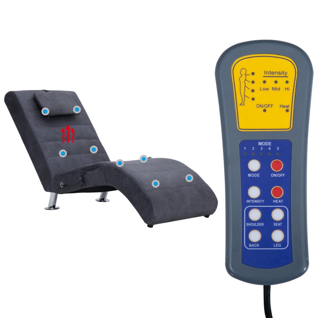 Szürke masszázsfunkciós művelúr dívány párnával