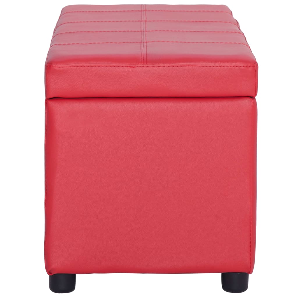 Piros műbőr pad tárolórekesszel 116 cm