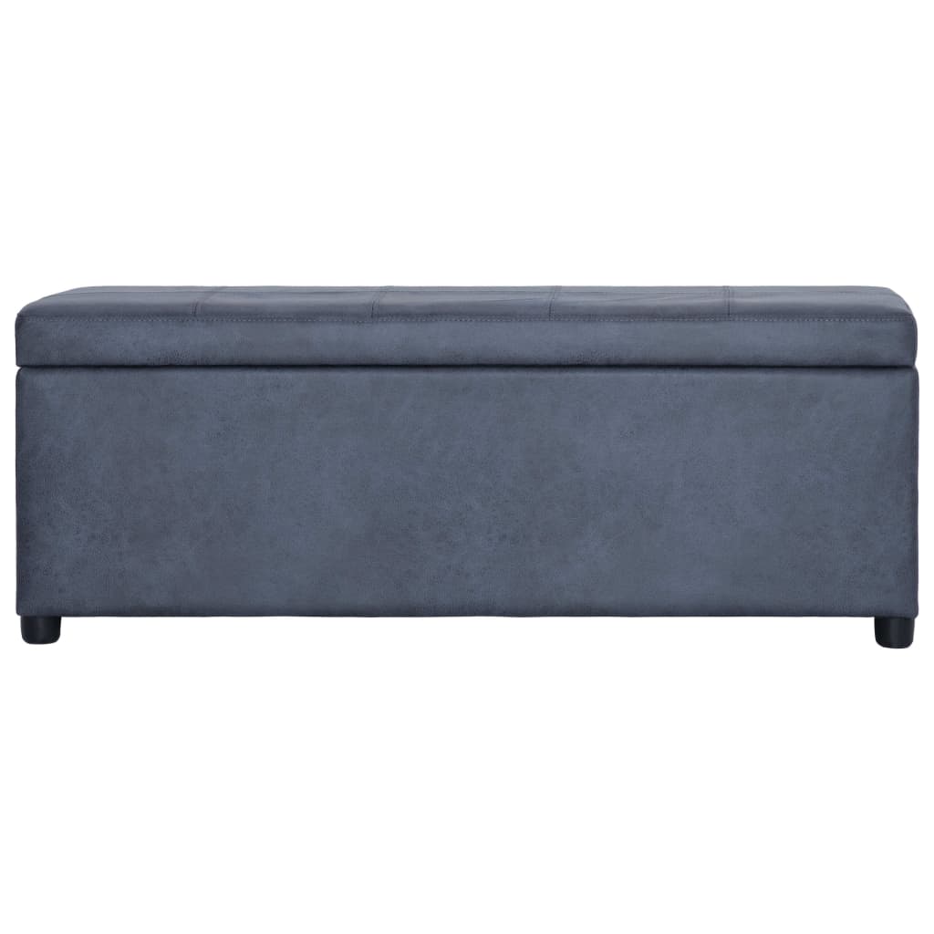 Szürke művelúr pad tárolórekesszel 116 cm
